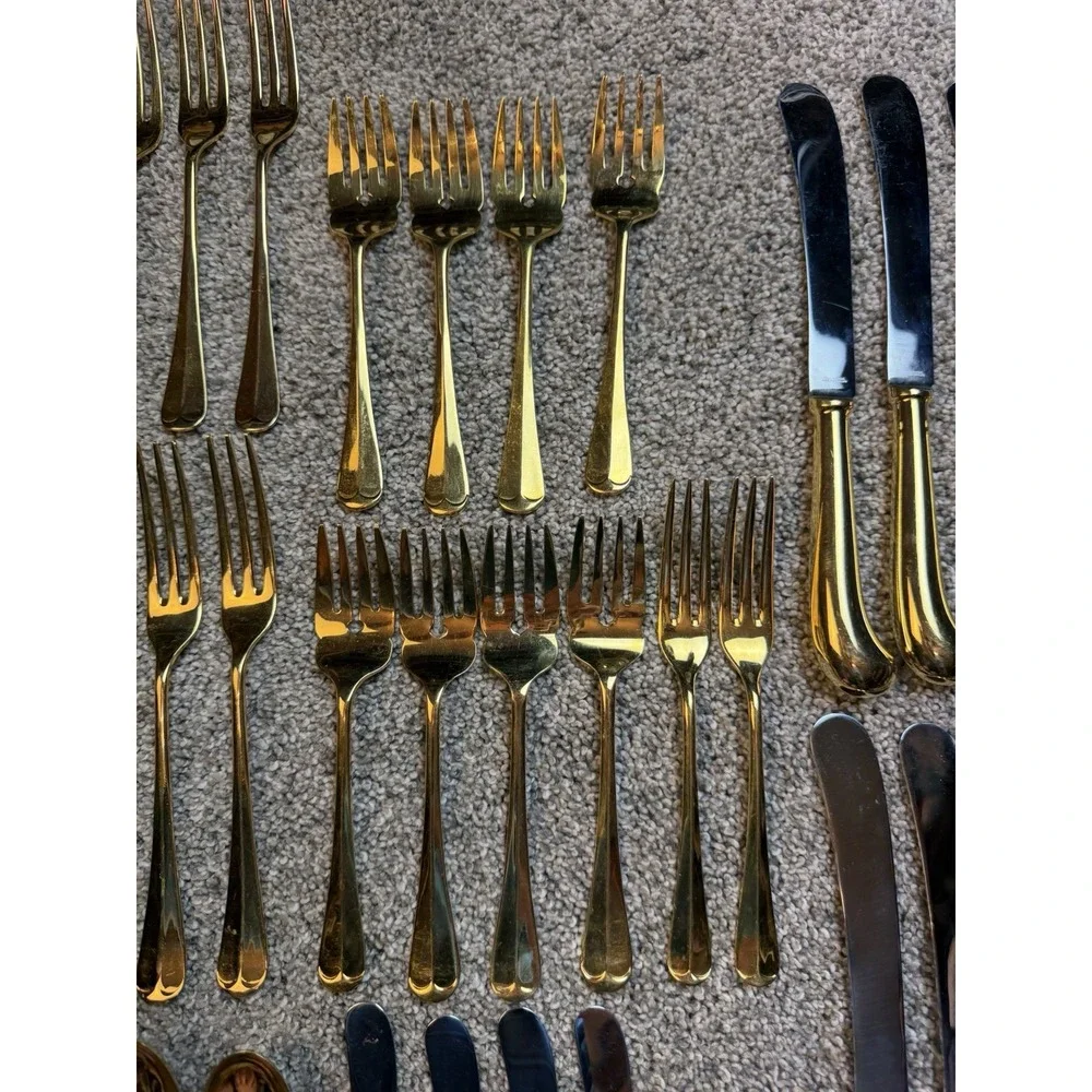 44Pieces Sheffield England Stainless Steel Gold Color Flatware Bundle